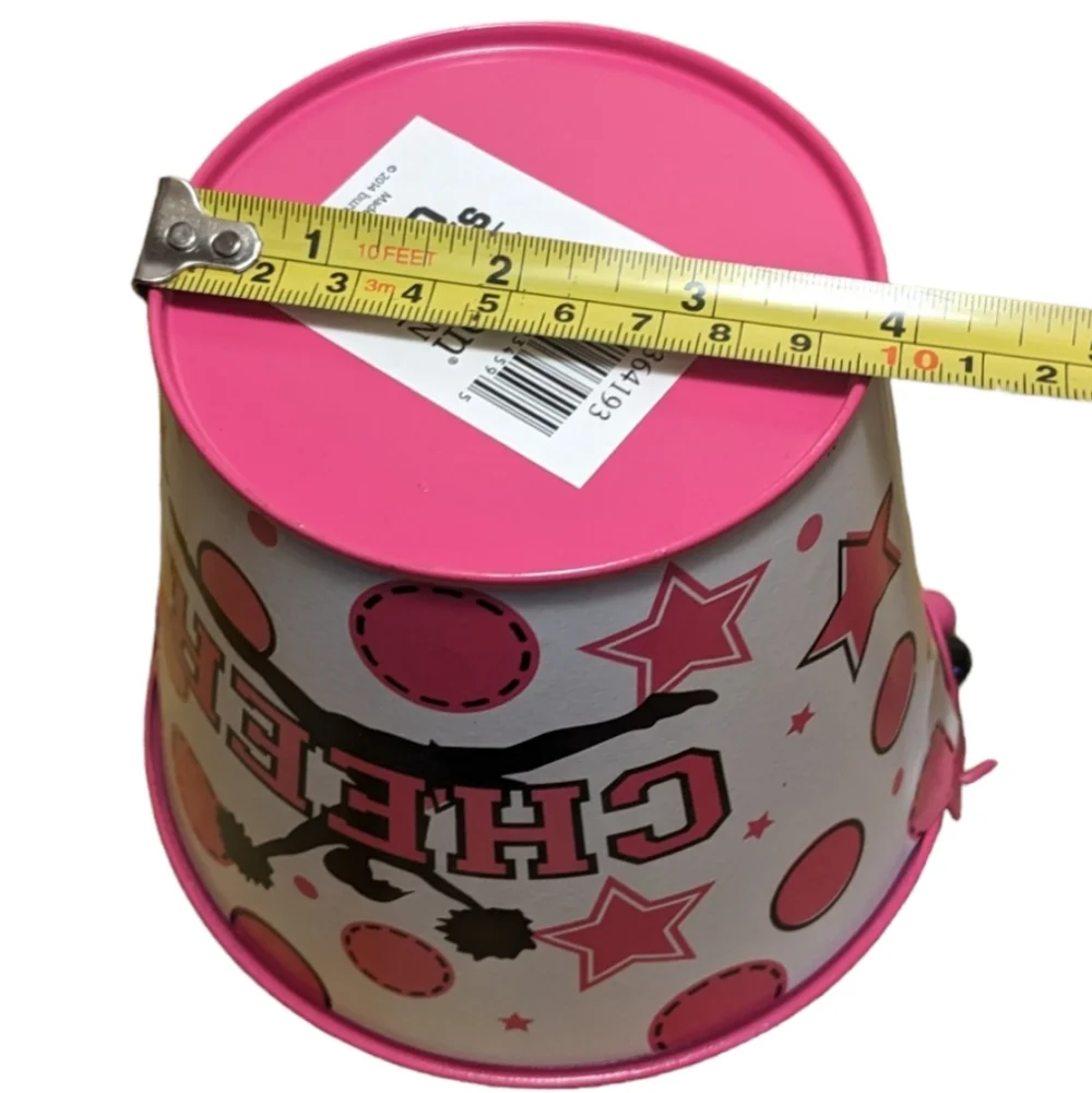 Burton & Burton Spirited Gifts Pink  Cheer Cheerleader Metal Pail Plante…